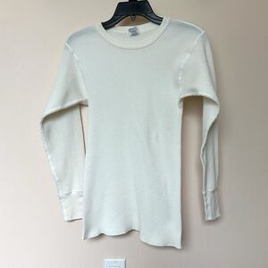 Vintage JE Morgan Long Johns Thermal Top Lg 42-44 Waffle Knit Made in USA White